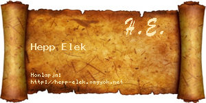Hepp Elek névjegykártya